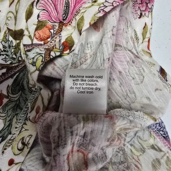 Cino Top Size M Floral Patchwork Boho Long Sleeve Shirt Pink Garden Preppy Women - Picture 8 of 8